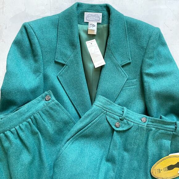 Vintage NWT 80s 3-Piece Dark Academia Quiet Luxury Wool Suit Set 4 XS Deadstock - Picture 1 of 9